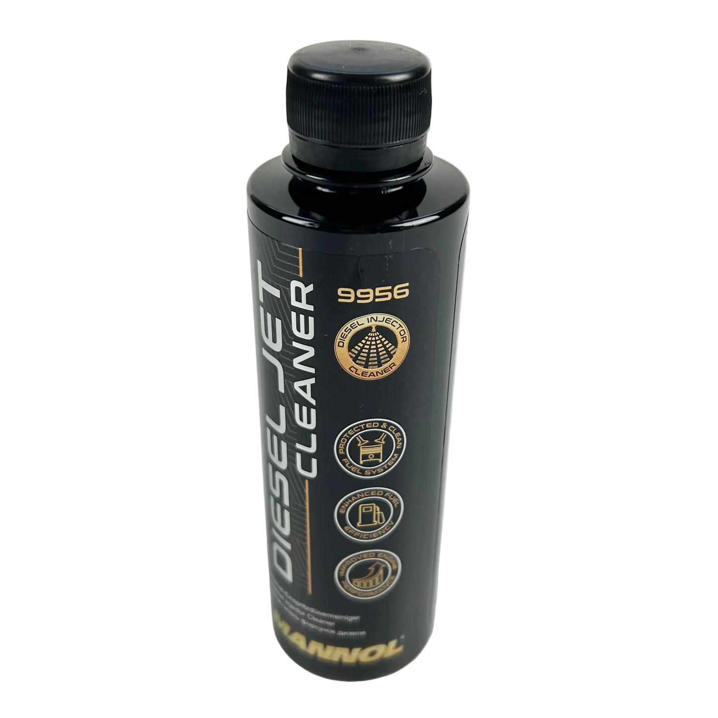 Bottle of Diesel Jet Cleaner on a gray background