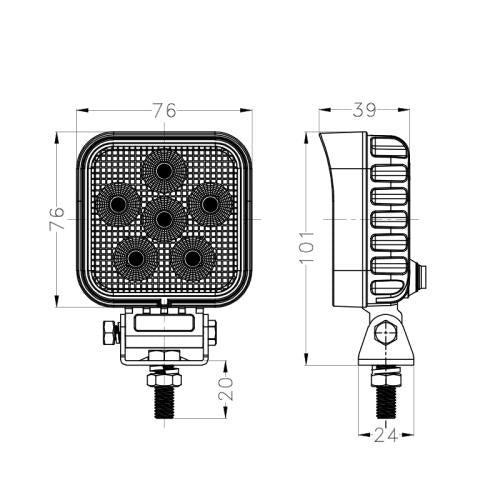 24 Watt Square Flood LED Work Light