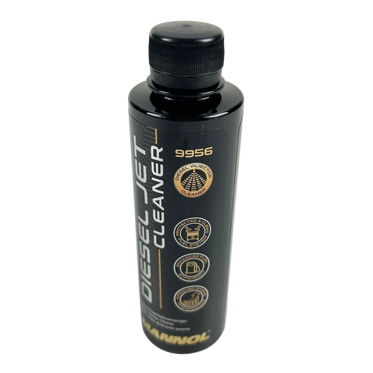 Bottle of Diesel Jet Cleaner on a gray background